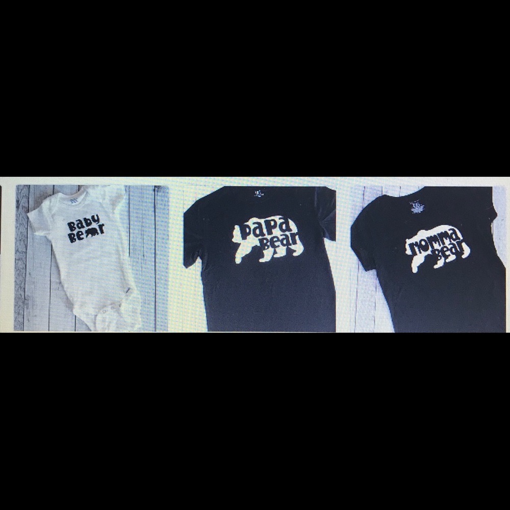 Papa bear , mama bear and baby bear T Shirt set-3